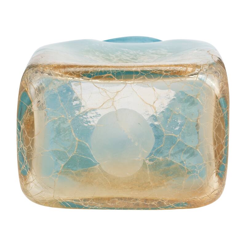 Sagebrook Home Artisan Glass Teal and Apricot Coastal Vase