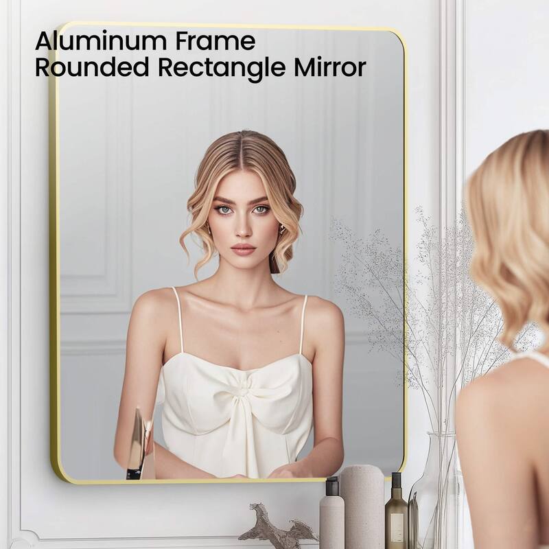 30 x 36 Inch Shatterproof Wall Mount Metal Frame Mirror