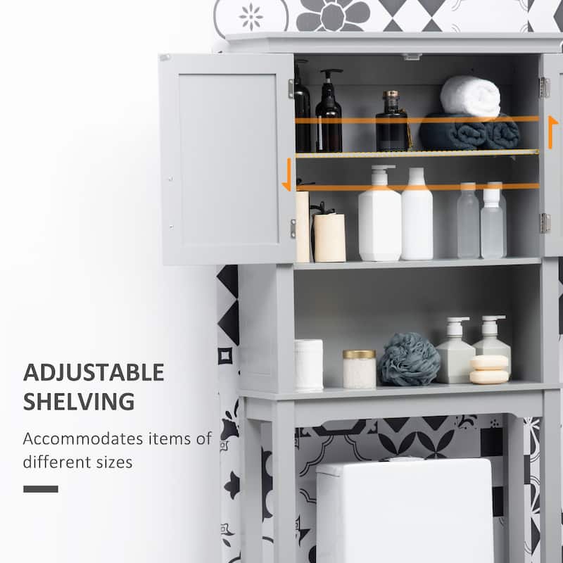 kleankin Modern Over The Toilet Storage Cabinet, Double Door Bathroom Organizer