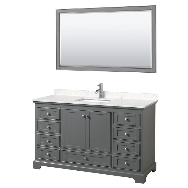 Wyndham Collection Deborah 60" Free Standing Single Basin Vanity Set - Dark Gray / Carrara Cultured Marble Top / Polished
