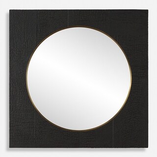 Brass Plated Frame Square Wall Mirror - 42" - Black