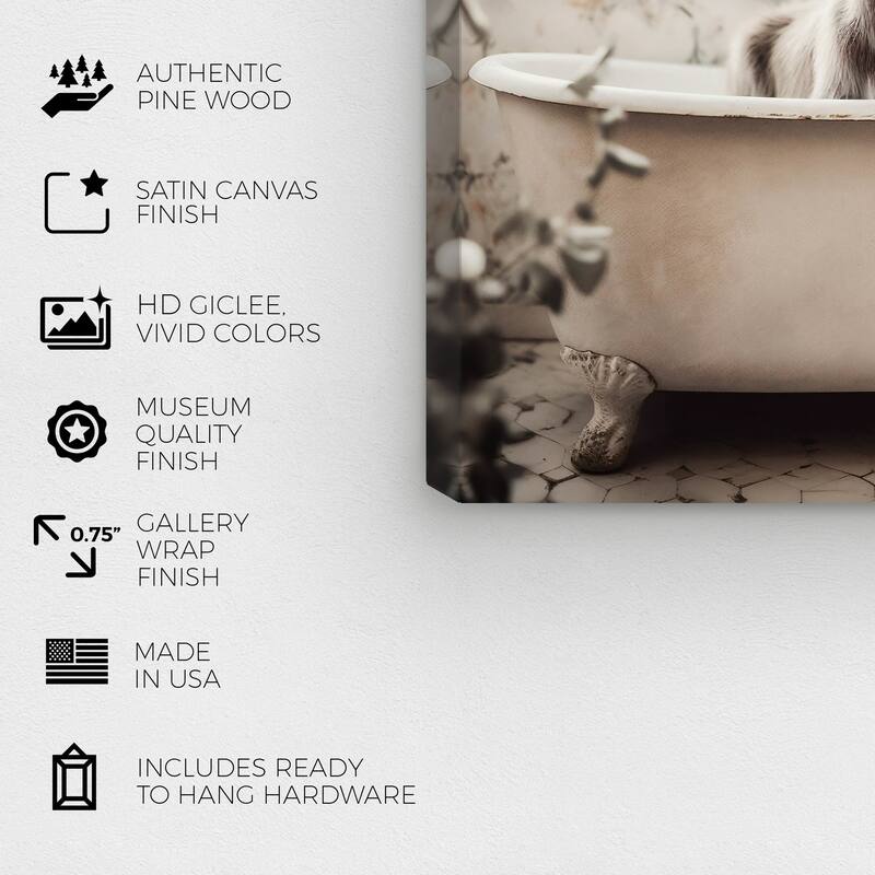Wynwood Studio Canvas Animals Goat in a Bath White and Tan Traditional Wall Art Canvas Print - White, Brown