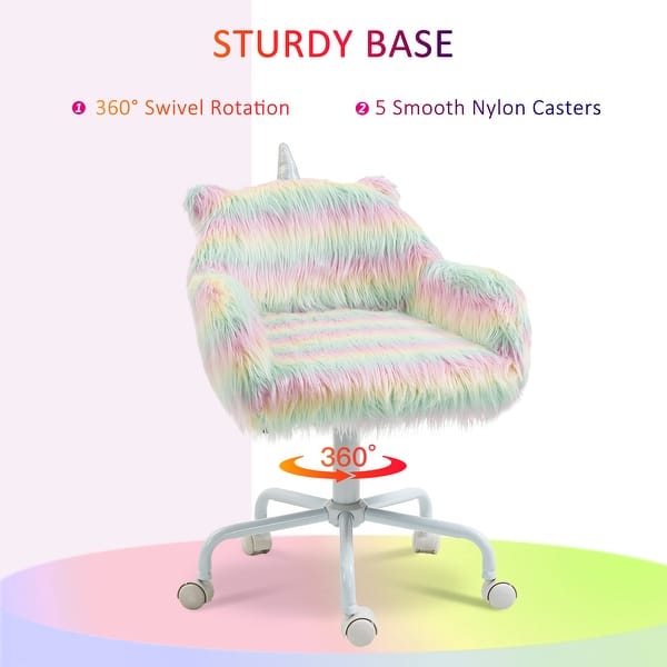 Unicorn Kids Desk Chair Fluffy Rainbow Chair Unicorn Fuzzy Kid