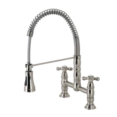 Heritage Two-Handle Deck-Mount Pull-Down Sprayer Kitchen Faucet