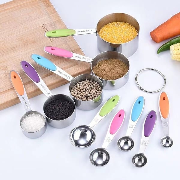 slide 2 of 5, Stainless Steel Measuring Cups and Spoons Set of 10pc