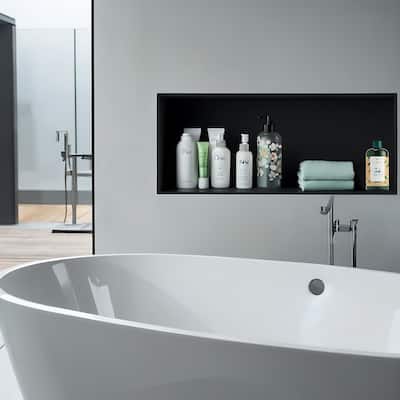 24.4"x8.66"x3.93" Stainless Steel Black Rectangular Recessed Shower Niche 18 Gauge