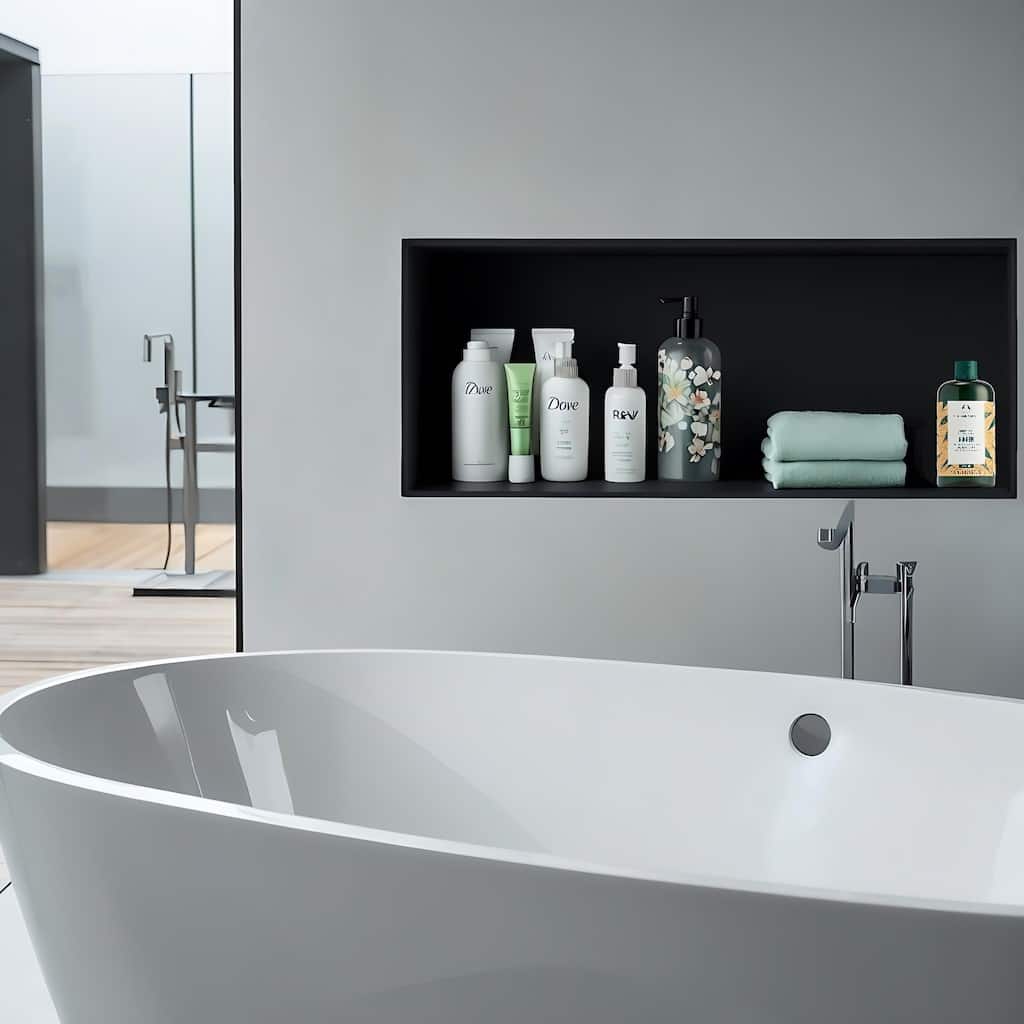 24.4"x8.66"x3.93" Stainless Steel Black Rectangular Recessed Shower Niche 18 Gauge