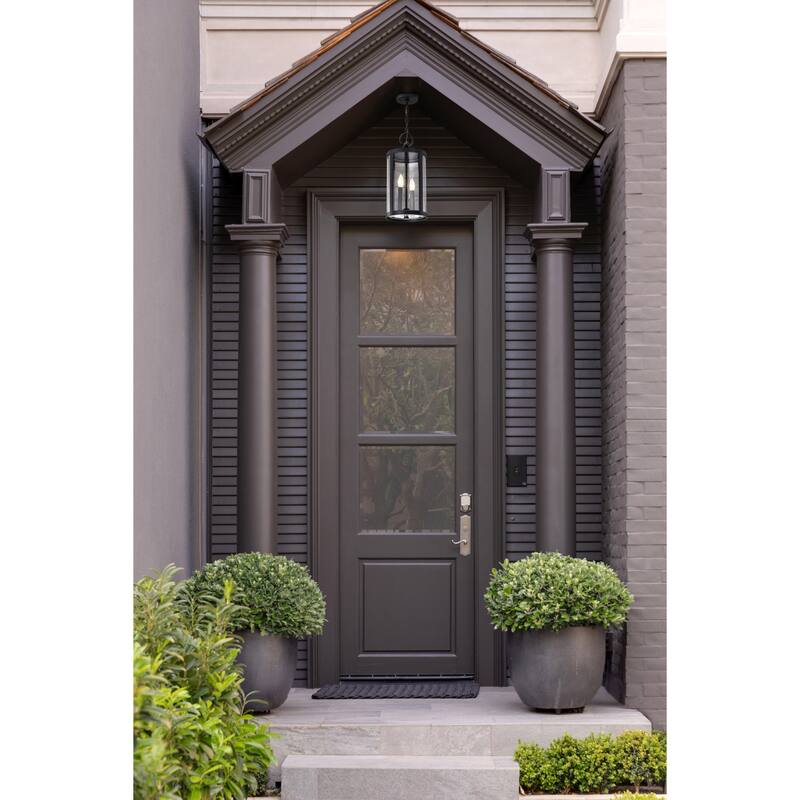 Broadstone 2 Light Hanging Lantern Matte Black with Clear Seeded Glass
