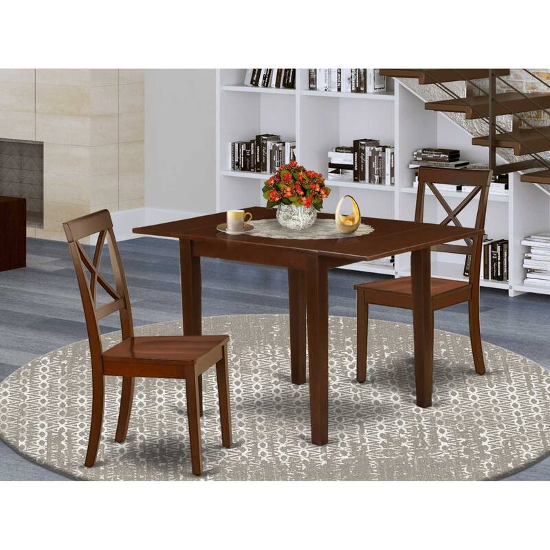 HomeStock 3-Piece Mahogany Finish Solid Wood Top Dining Table Set