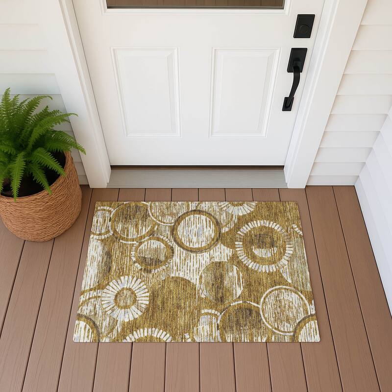 Machine Washable Indoor/ Outdoor Modern Grover Chantille Rug - Walnut - 1'8" x 2'6"