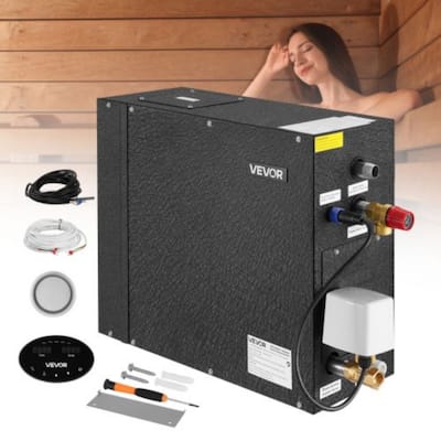 6kW Steam Shower Generator for Home Sauna Fast Heating Digital Temp and Timer Control - 17.72” x 7.28” x 13.58”