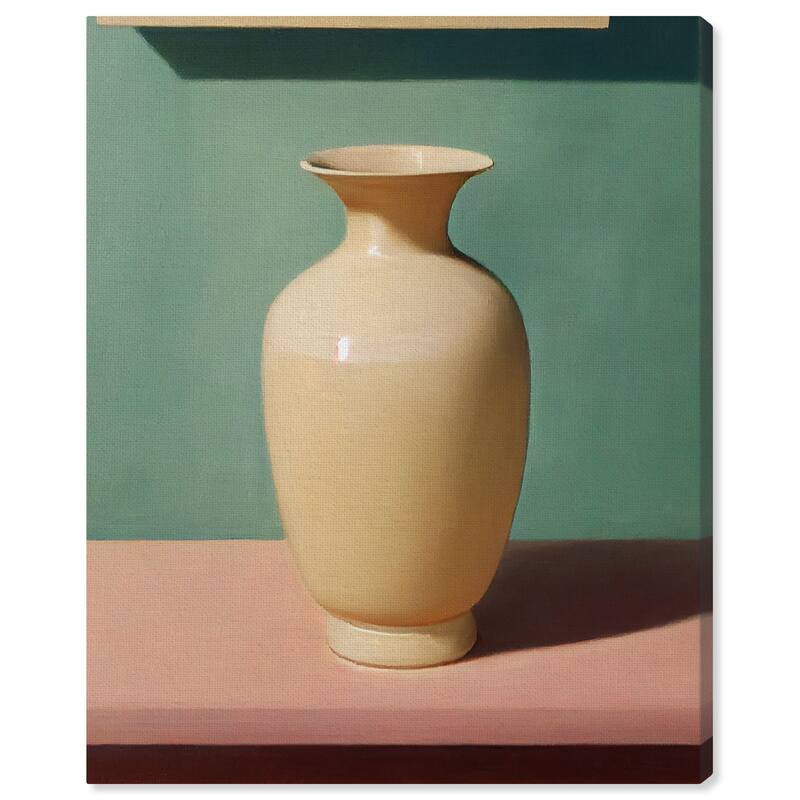Wynwood Studio Canvas Floral and Botanical A vase Green and Beige Rustic Wall Art Canvas Print