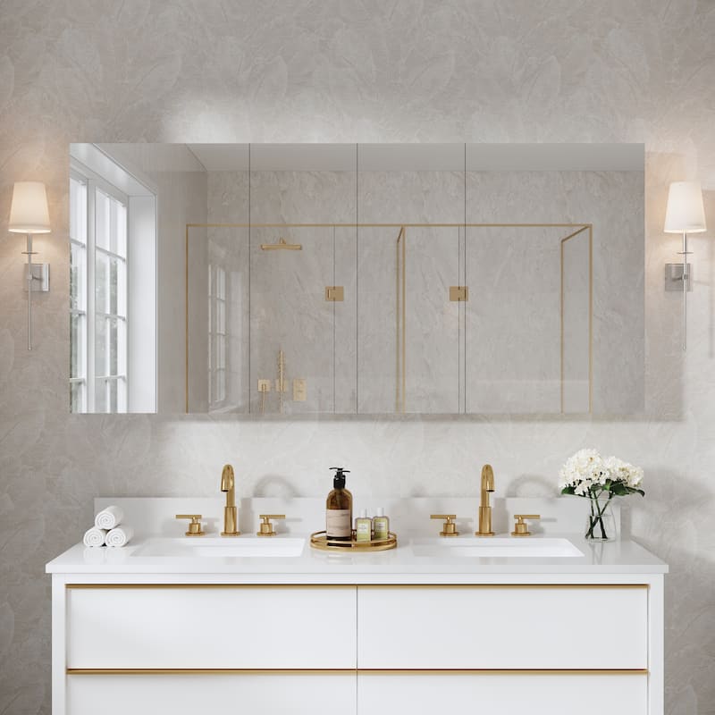 30'H Bathroom Recessed or Surface Wall Mount Medicine Cabinet With Adjustable Glass Shelves - 2030R-1230R-1230L-2030L