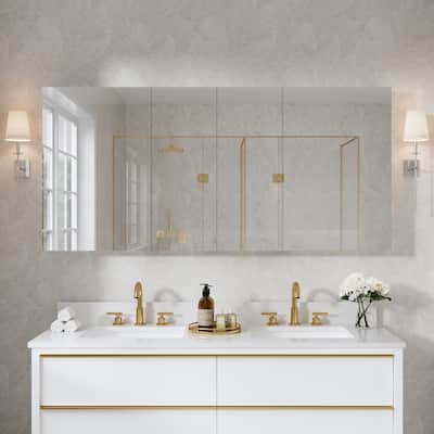 30'H Bathroom Recessed or Surface Wall Mount Medicine Cabinet With Adjustable Glass Shelves