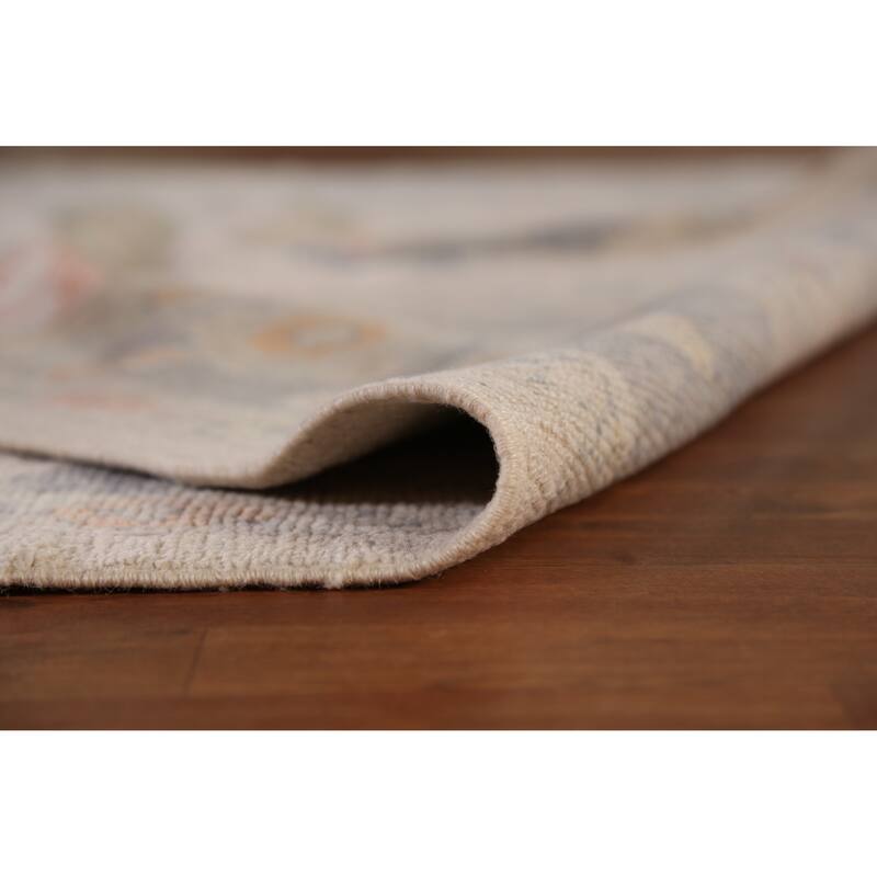 Hand Knotted Oriental 100% Wool Carpet Transitional All-Over Beige & Ivories Oushak Area Rug - 12' 5'' X 8' 9''