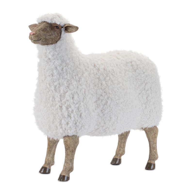 Furry Sheep Statue 23"L