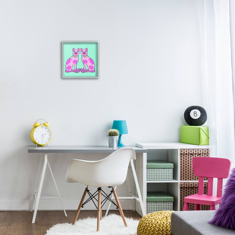 Stupell Mirrored Purple Cats Framed Giclee Art Design By Katie Conley