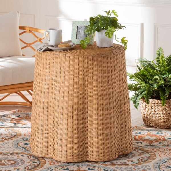 Palm Bohemian Scalloped Rattan End Table On Sale Bed Bath Beyond 40133377