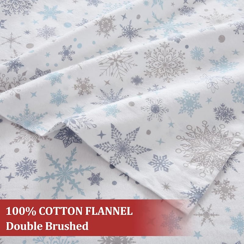Christmas Snowflake Bed Sheets Set with 16 Inches Deep Pocket