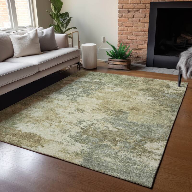 Machine Washable Indoor/ Outdoor Casual Contemporary Chantille Rug