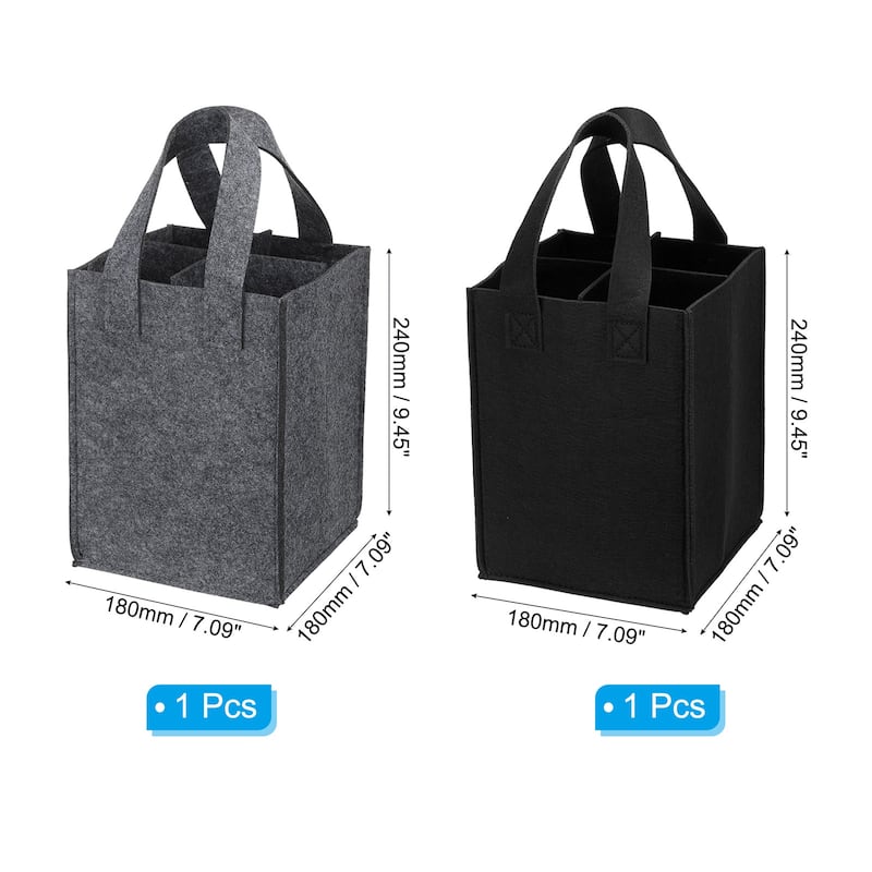 4 Bottle Wine Carrier Tote Bag, 2 Pcs Wine Bottle Carrying Bag - Grey Black
