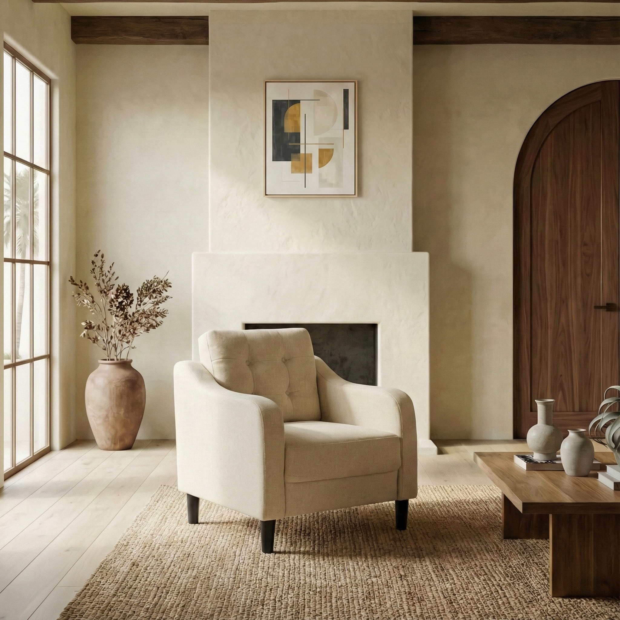 SAFAVIEH Couture Nathaniel Tufted Back Accent Chair - 32"W x 32"D x 34"H