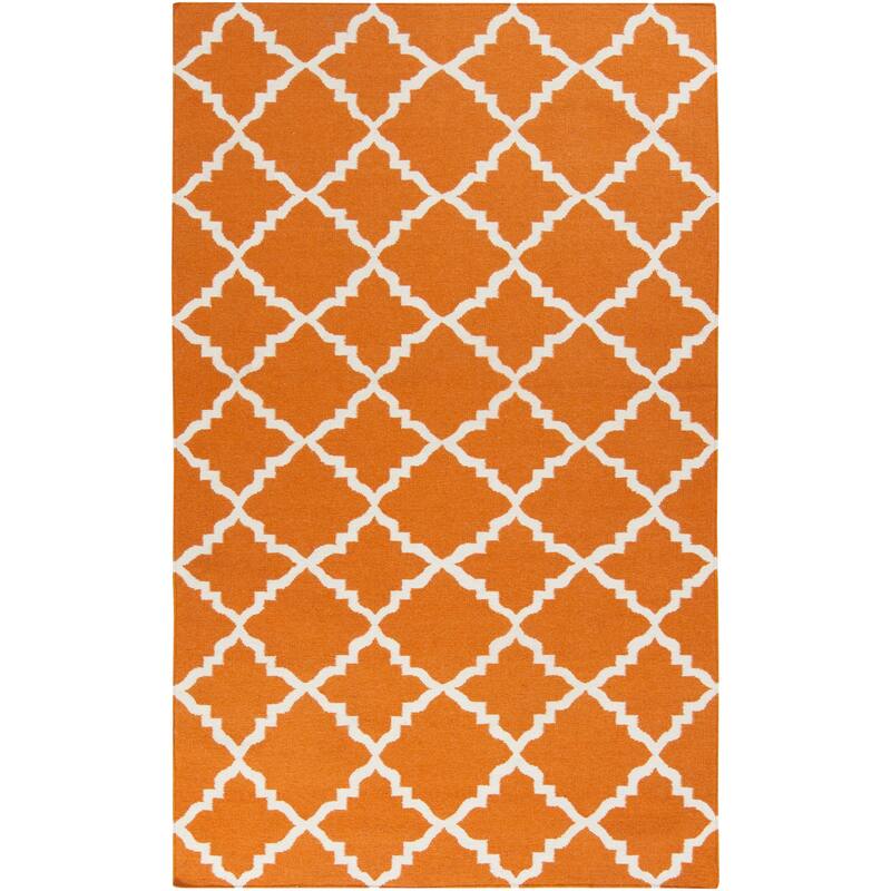 Hand-woven Villach Flatweave Wool Area Rug - Orange - 9' x 13'
