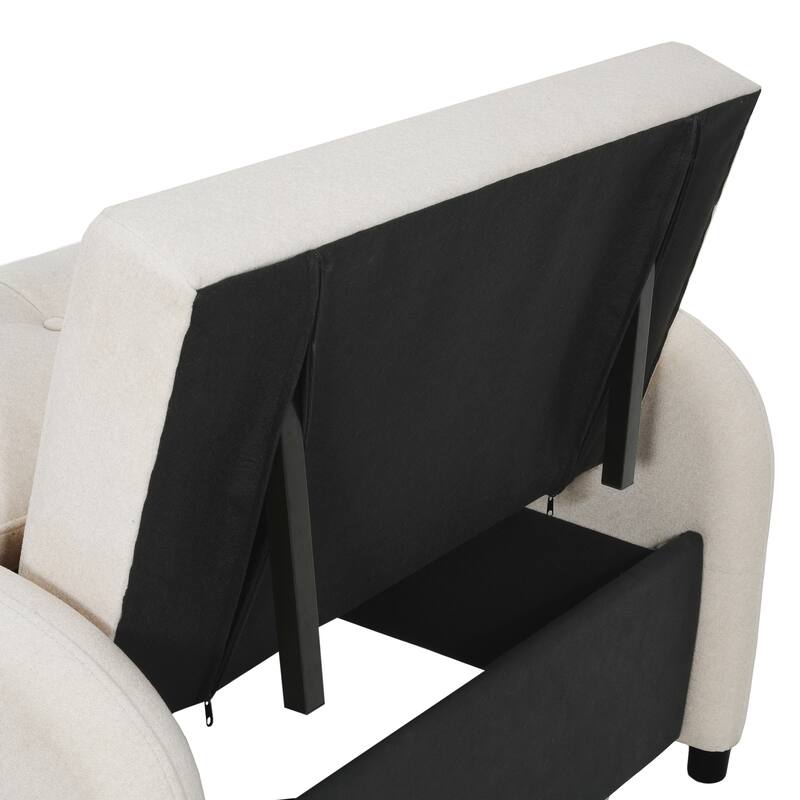 Cotton Linen 3-in-1 Sleeper Sofa Chair with Storage Pocket and Pillow