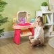 preview thumbnail 1 of 7, Qaba Kids Vanity Set with Mirror, LED Light, Music, 23 Accessories,Pink Pink