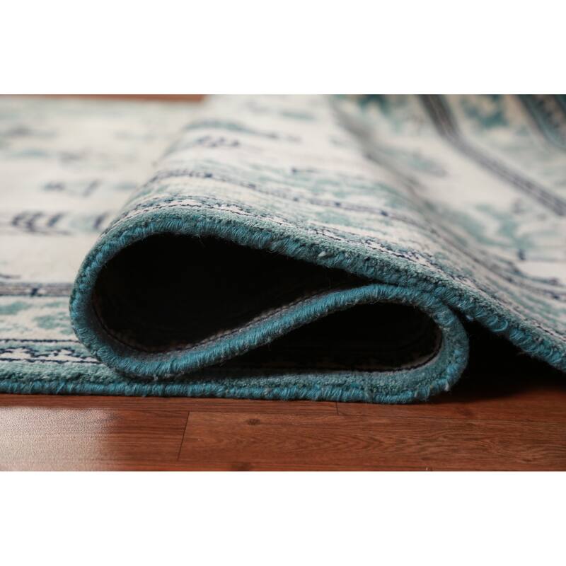 Hand Knotted Oriental 100% Wool Carpet Traditional Geometric Beige & Ivories Art Deco Area Rug - 7' 10'' X 7' 11''