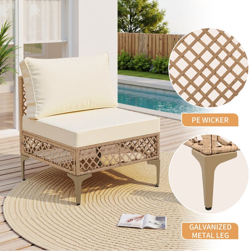 7-Piece Wicker Patio Conversation Set with Cushions,6 Sofas, 1 Table