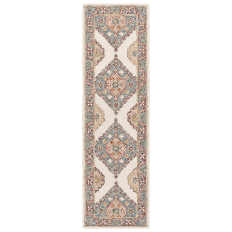 SAFAVIEH Handmade Metro Alearda French Country Wool Rug - 2'3" x 8' Runner - Ivory/Grey