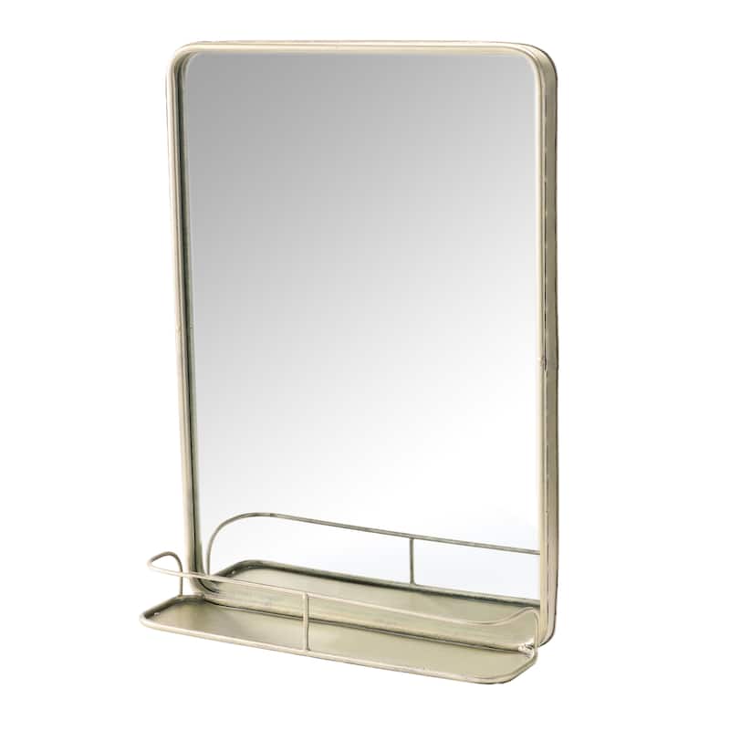 Metal Framed Wall Mirror with Shelf