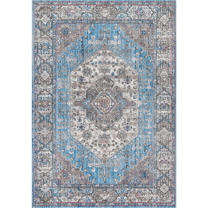 Anatolia Vintage Medallion Area Rug - 8 X 10 - Turquoise/Grey
