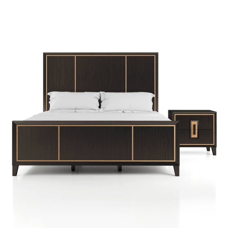 Furniture of America Nyx Modern 2-Piece Espresso Solid Wood Queen Panel Bedroom Set