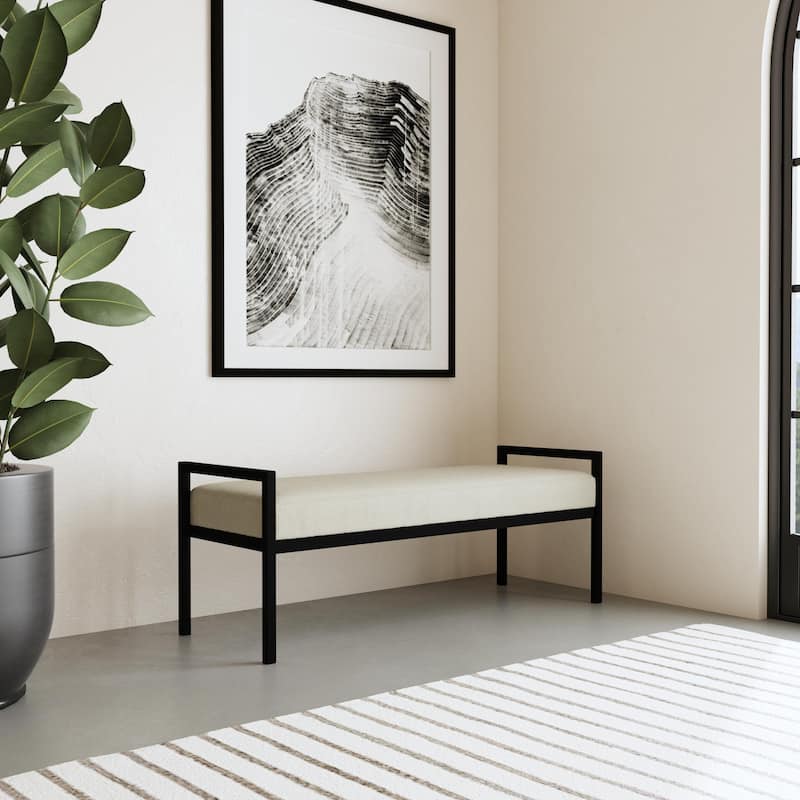 HomePop Modern Metal Bench - Fawn Velvet