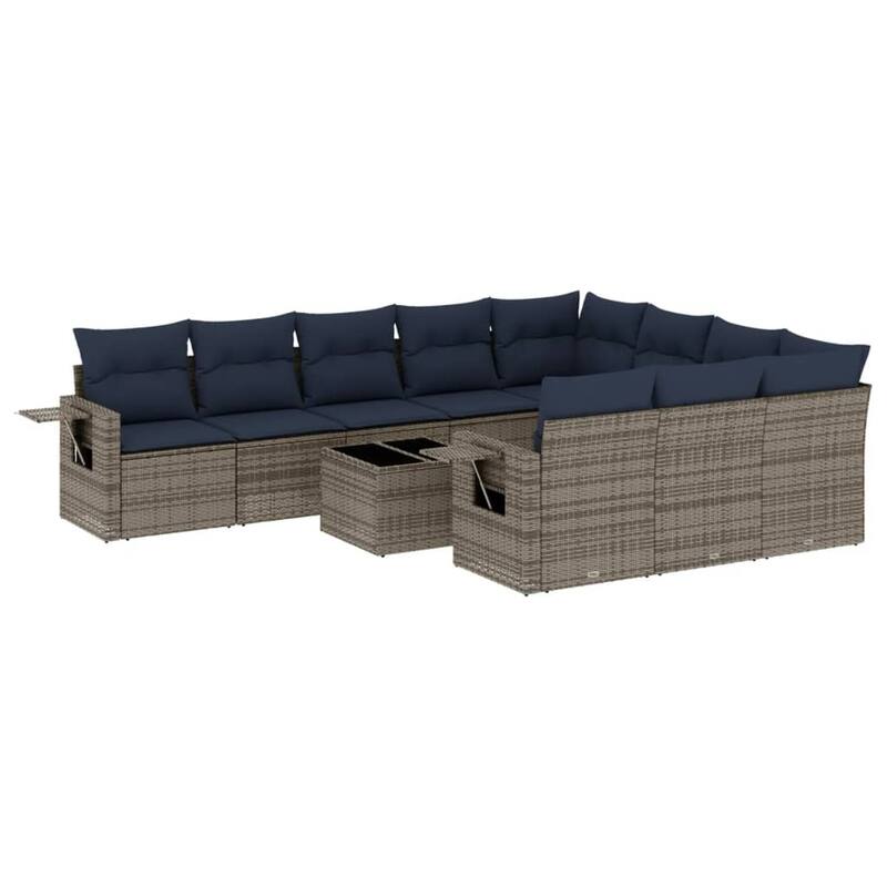 vidaXL Patio Sofa Set with Cushions Outdoor Conversation Furniture Poly Rattan - 24.4 x 24.4 x 27.2