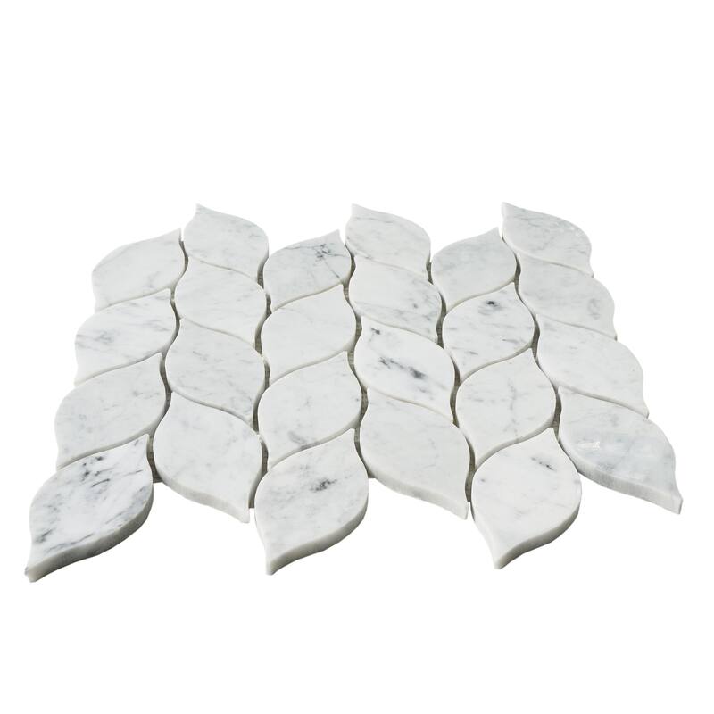 Carrara Marble Leaf Polished Mosaic Tile