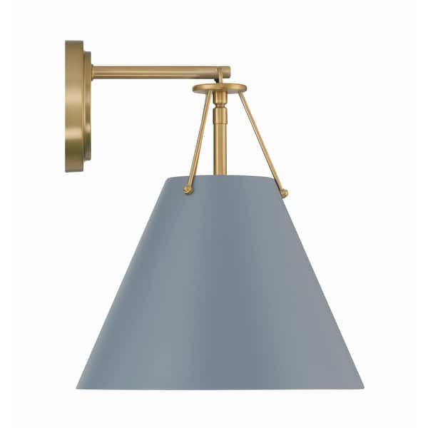 slide 2 of 7, Xavier 1 Light Vibrant Gold and Blue Sconce - 10"W x 12.5"H x 10.5"D