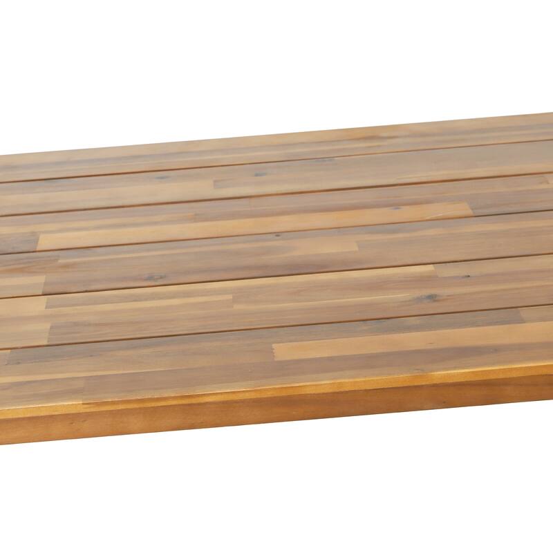 Roomfitters Outdoor Dining Table, Acacia Wood Top with Metal Frame, Patio or Garden Furniture in Natural Brown