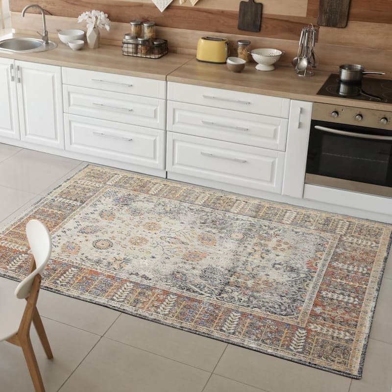 Luxe Weavers Bohemian Distressed Oriental Floral Area Rug