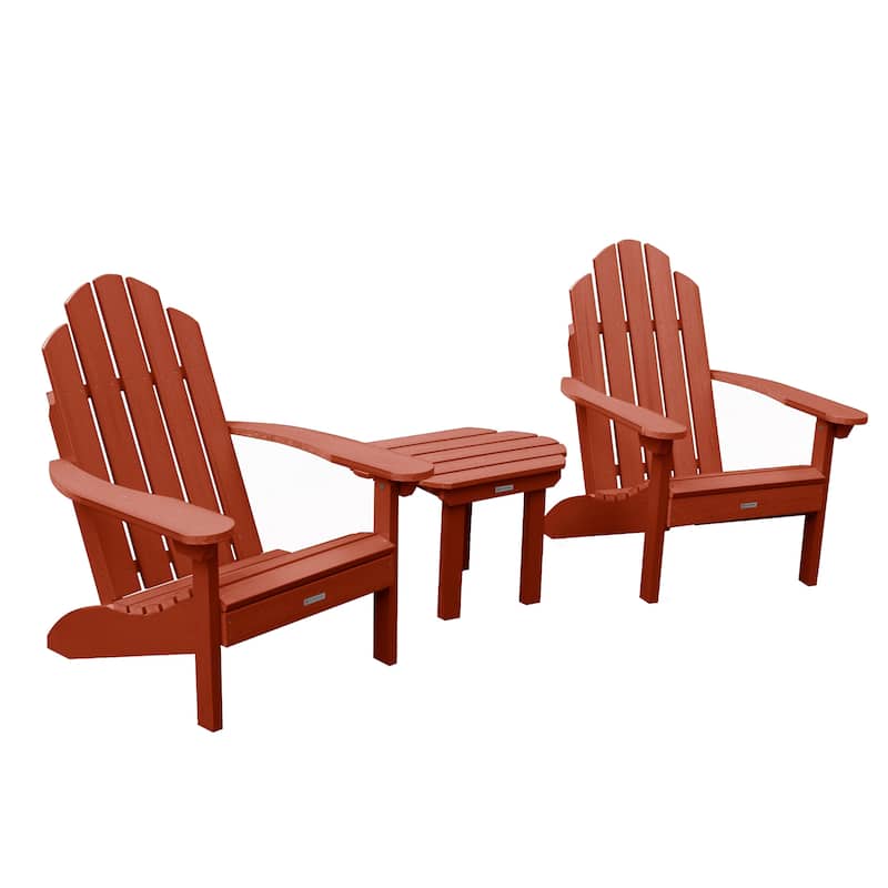 2 Classic Westport Adirondack Chairs and Side Table - Rustic Red