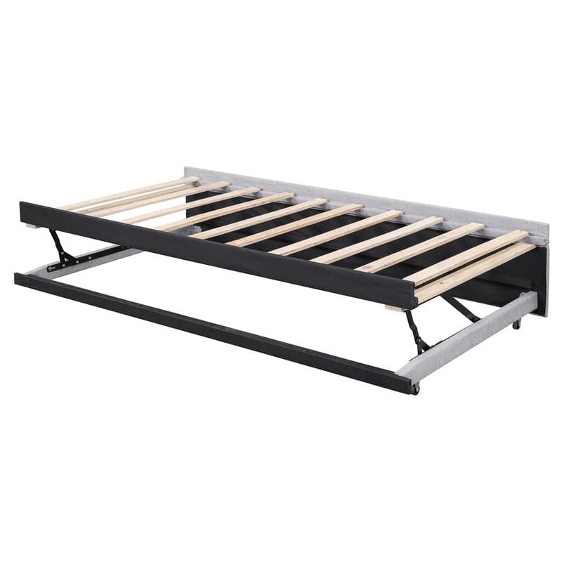 Twin-Size L-Shaped Upholstered Daybed With Pop-Up Trundle