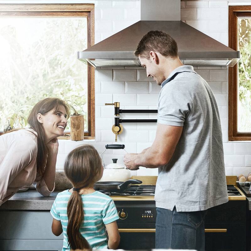 WOWOW 23.5-inch Wall Mount Pot Filler with Double Handle