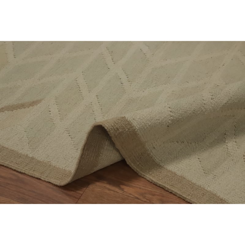 Hand Woven Oriental 100% Wool Carpet Southwestern Tribal Beige & Ivories Kilim Area Rug - 5' 7'' X 4' 2''