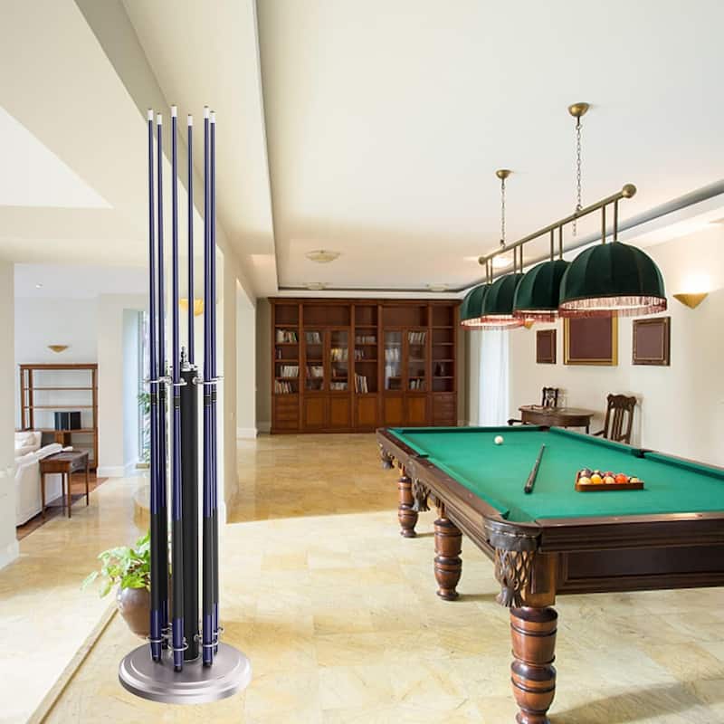 GSE™ 6-Cue Floor Stand-Style Metal Billiard Pool Cue Rack, Holds 6 Pool Cue Sticks