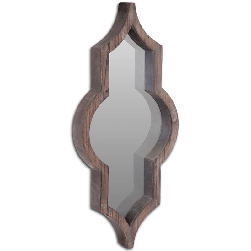 HomeRoots 34" Stained Novelty Accent Mirror Wall Mounted With Frame - 14.96