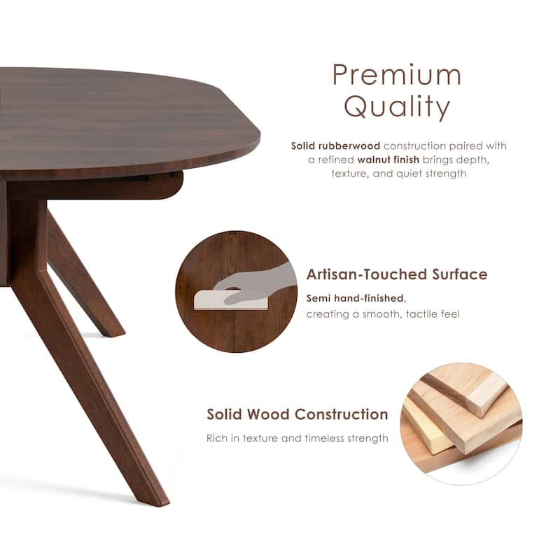 Furniture of America Abigail V Mid-Century Modern Walnut Handfinished Extendable 79-inch Dining Table with Butterfly Leaf