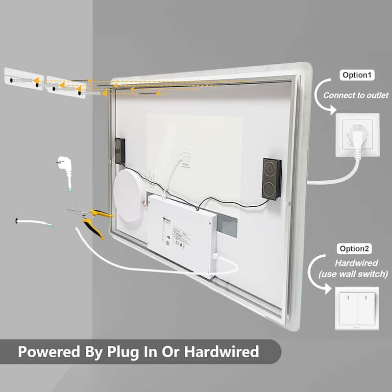 Smart LED Bathroom Mirror with Bluetooth Speaker, Anti-Fog Magnifying