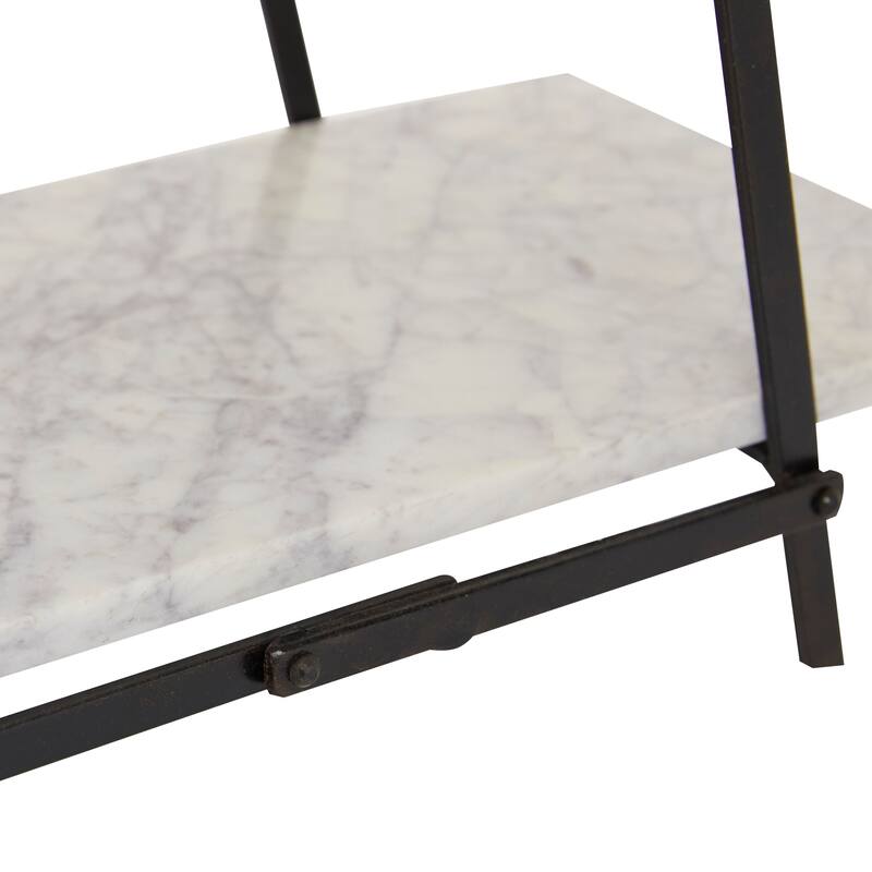 White Marble Contemporary Tiered Server 23 x 20 x 9 - 20 x 9 x 23